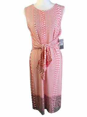 Sharagano Polka Dot Sleeveless Dress with Tie Waist Size 6